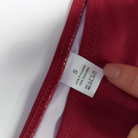 Red High Waited Bikini Bottom Criss Cross Sides - Picture 5 of 6